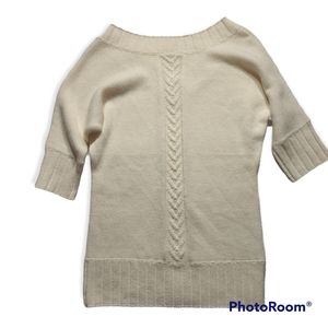 Ben Sherman Womens Sz M Cream Knit Short Sleeve Sweater